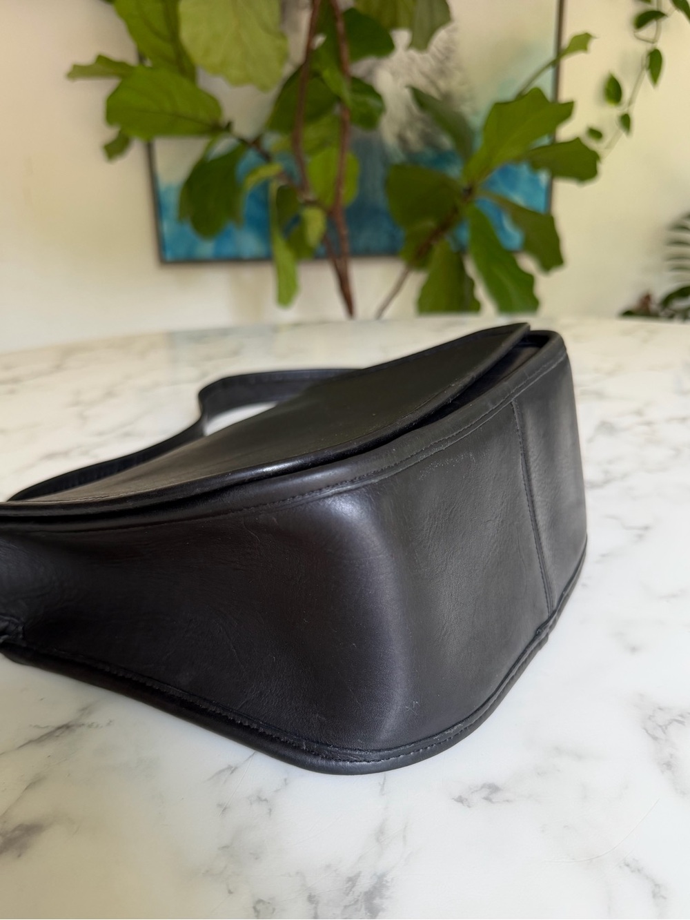 COACH Vintage NYC Classic Shoulder Bag 9170 Black Leather Brass Flap 80's USA - Picture 13 of 16